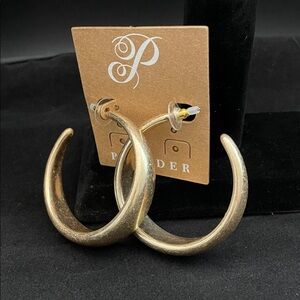 Plunder Gold Tone Crescent Earrings